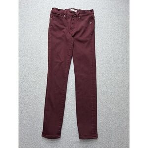 Madewell 9 High Rise Skinny Jeans Womens 26 Burgundy Red Stretch Denim 26x28.5